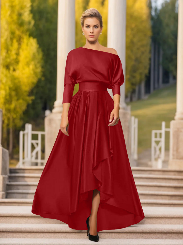 Robes de Mère de la Mariée et Du Marié Asymétriques à Une Épaule et à Manches 3/4 de Forme A-Line/Princess