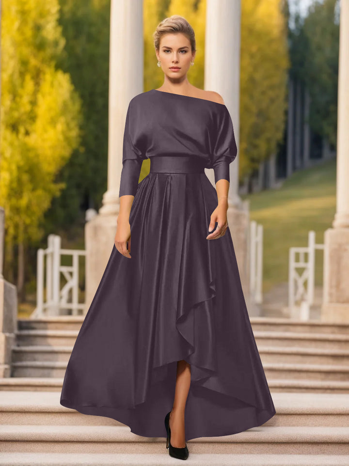 Robes de Mère de la Mariée et Du Marié Asymétriques à Une Épaule et à Manches 3/4 de Forme A-Line/Princess