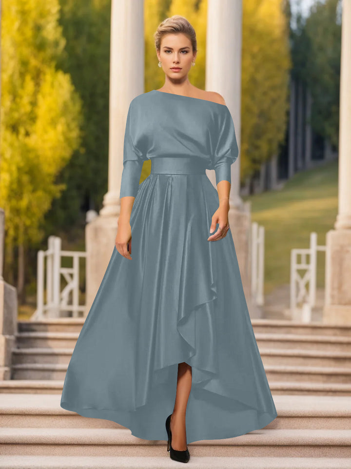 Robes de Mère de la Mariée et Du Marié Asymétriques à Une Épaule et à Manches 3/4 de Forme A-Line/Princess