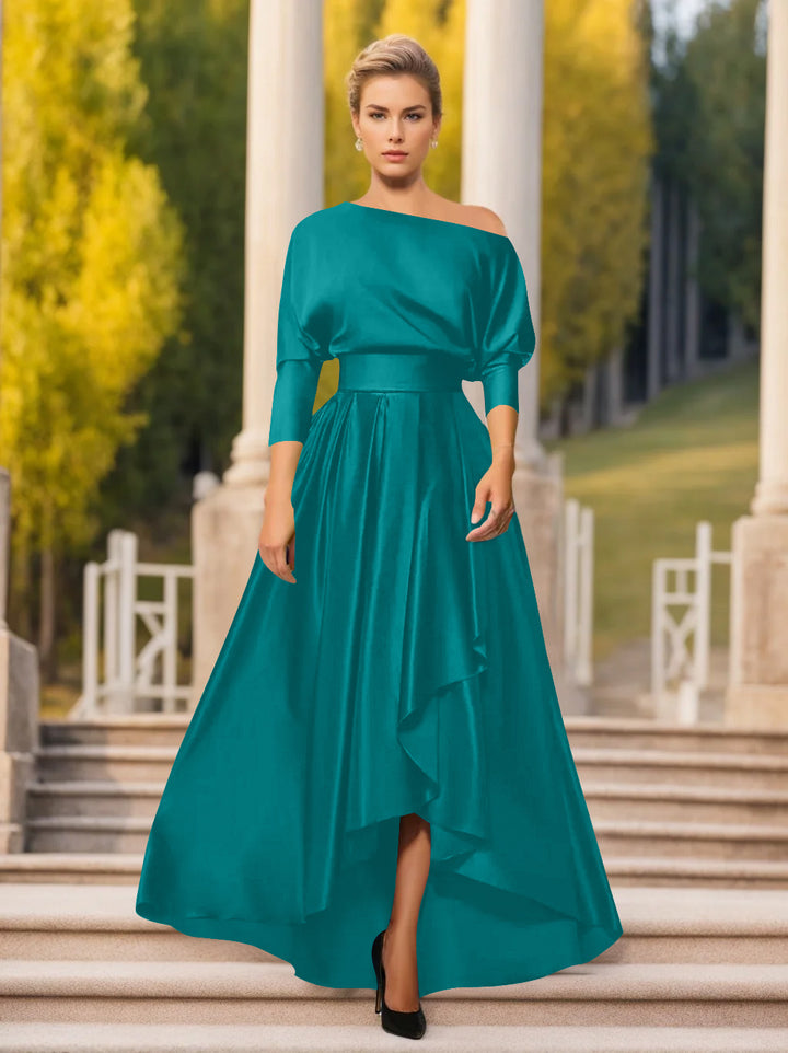 Robes de Mère de la Mariée et Du Marié Asymétriques à Une Épaule et à Manches 3/4 de Forme A-Line/Princess