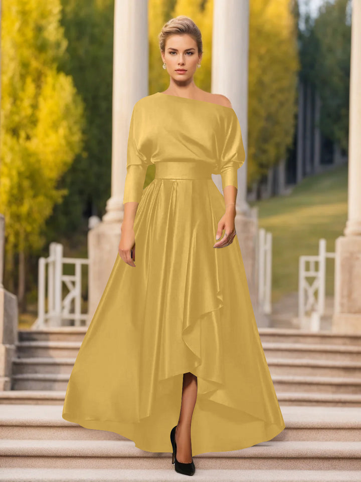 Robes de Mère de la Mariée et Du Marié Asymétriques à Une Épaule et à Manches 3/4 de Forme A-Line/Princess