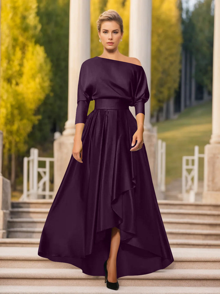 Robes de Mère de la Mariée et Du Marié Asymétriques à Une Épaule et à Manches 3/4 de Forme A-Line/Princess