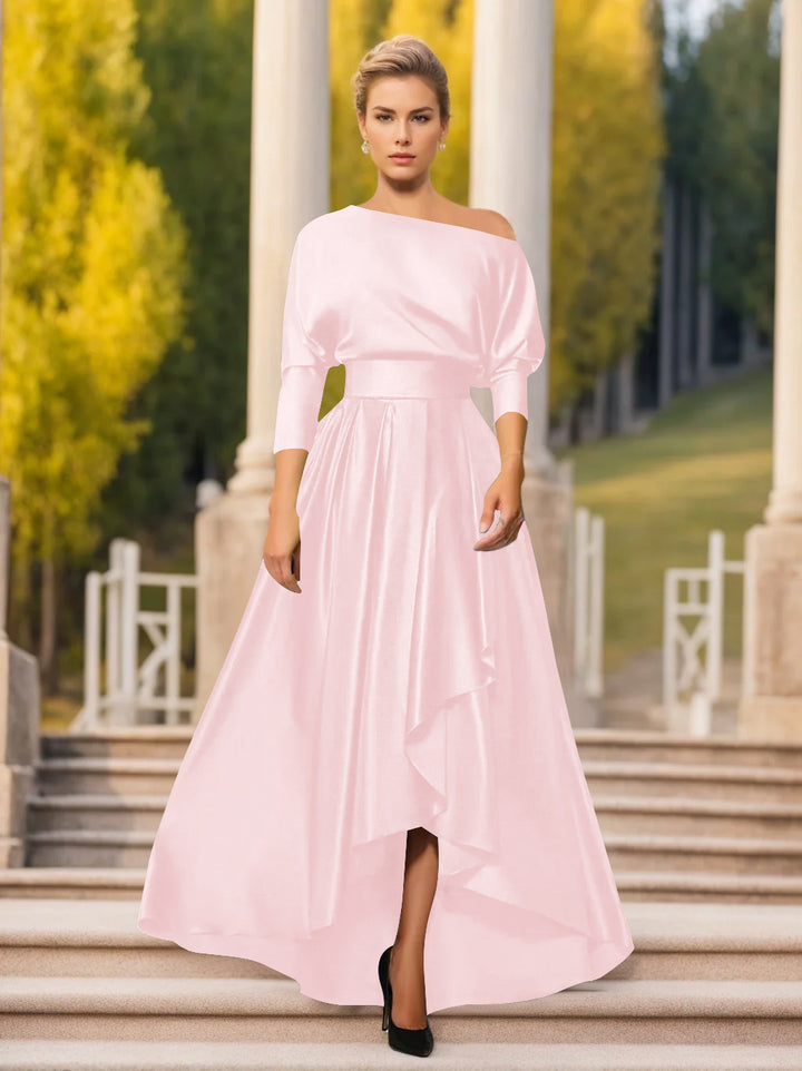 Robes de Mère de la Mariée et Du Marié Asymétriques à Une Épaule et à Manches 3/4 de Forme A-Line/Princess