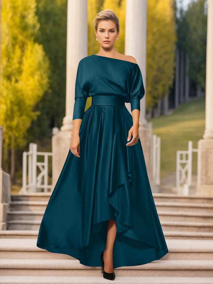 Robes de Mère de la Mariée et Du Marié Asymétriques à Une Épaule et à Manches 3/4 de Forme A-Line/Princess