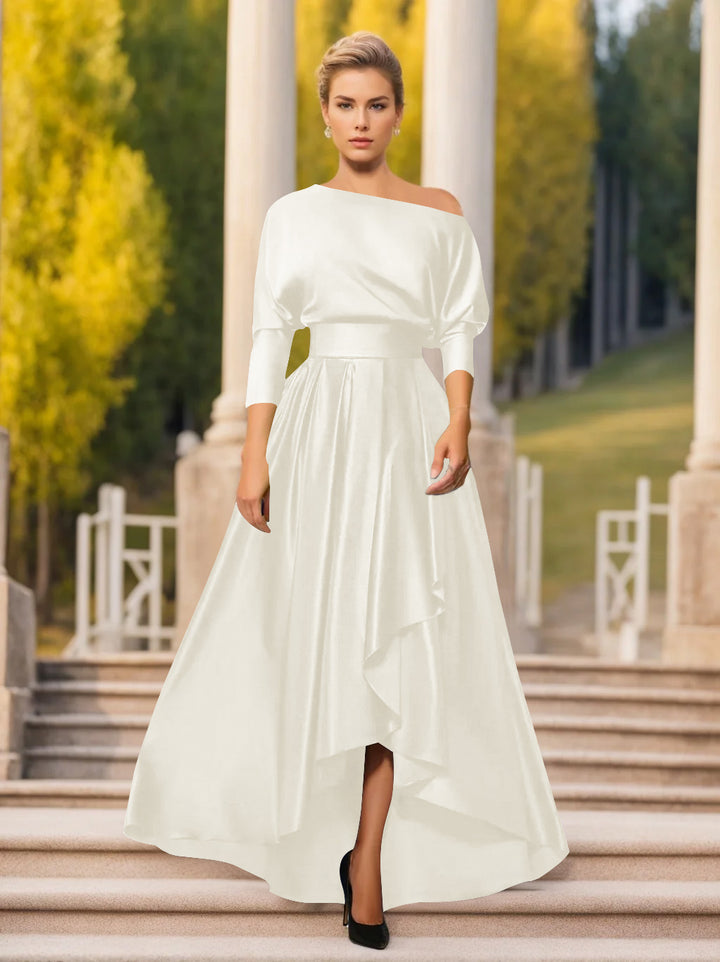 Robes de Mère de la Mariée et Du Marié Asymétriques à Une Épaule et à Manches 3/4 de Forme A-Line/Princess