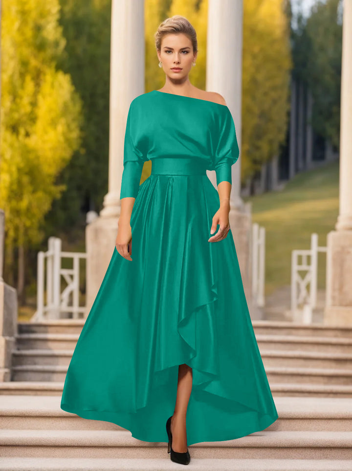 Robes de Mère de la Mariée et Du Marié Asymétriques à Une Épaule et à Manches 3/4 de Forme A-Line/Princess