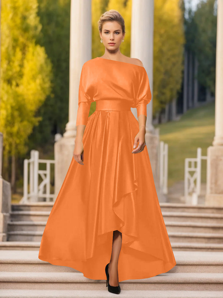 Robes de Mère de la Mariée et Du Marié Asymétriques à Une Épaule et à Manches 3/4 de Forme A-Line/Princess