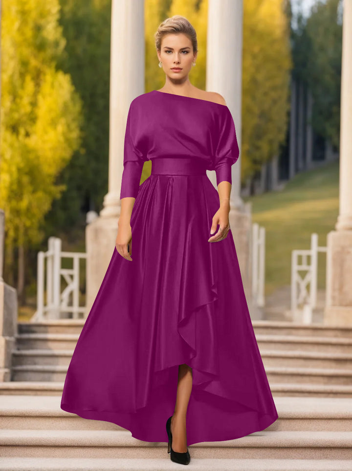 Robes de Mère de la Mariée et Du Marié Asymétriques à Une Épaule et à Manches 3/4 de Forme A-Line/Princess