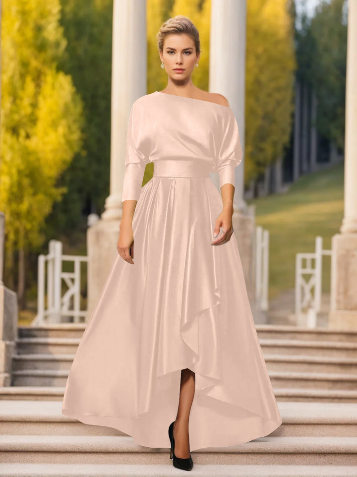 Robes de Mère de la Mariée et Du Marié Asymétriques à Une Épaule et à Manches 3/4 de Forme A-Line/Princess