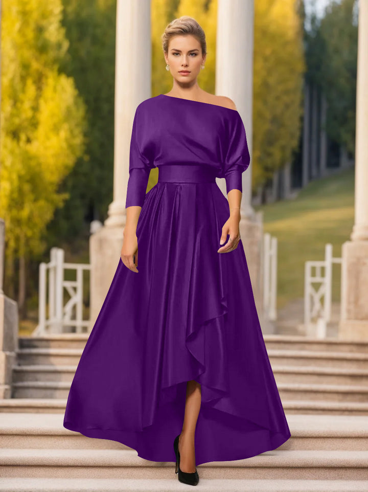 Robes de Mère de la Mariée et Du Marié Asymétriques à Une Épaule et à Manches 3/4 de Forme A-Line/Princess