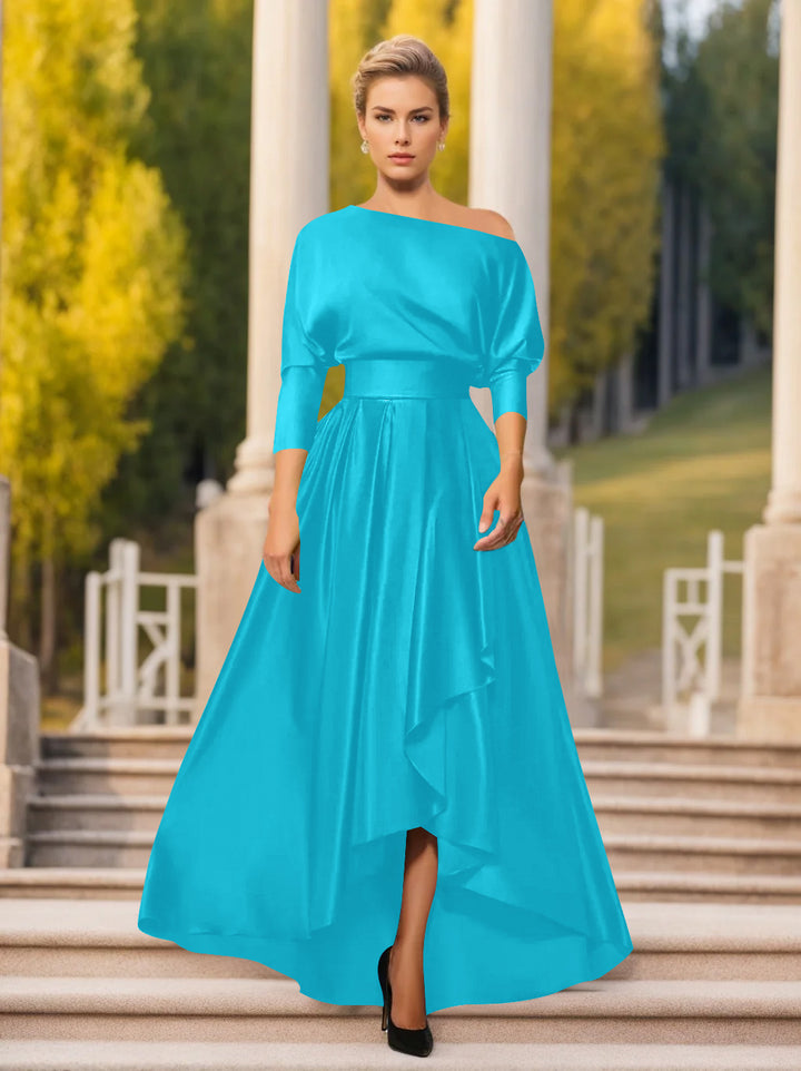 Robes de Mère de la Mariée et Du Marié Asymétriques à Une Épaule et à Manches 3/4 de Forme A-Line/Princess