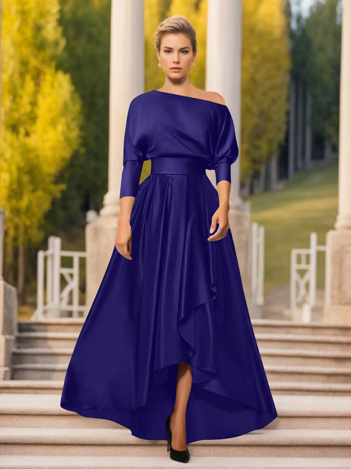 Robes de Mère de la Mariée et Du Marié Asymétriques à Une Épaule et à Manches 3/4 de Forme A-Line/Princess