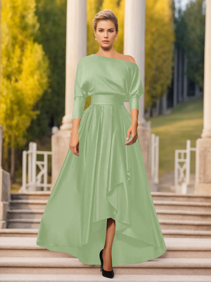 Robes de Mère de la Mariée et Du Marié Asymétriques à Une Épaule et à Manches 3/4 de Forme A-Line/Princess