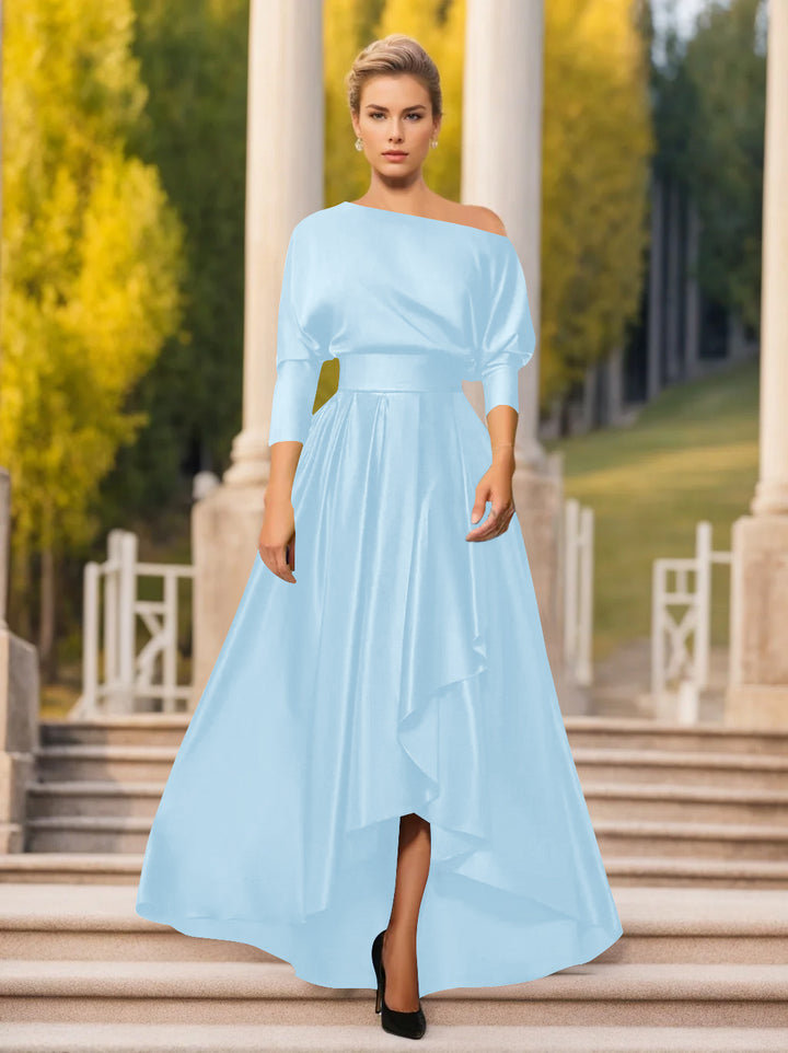 Robes de Mère de la Mariée et Du Marié Asymétriques à Une Épaule et à Manches 3/4 de Forme A-Line/Princess