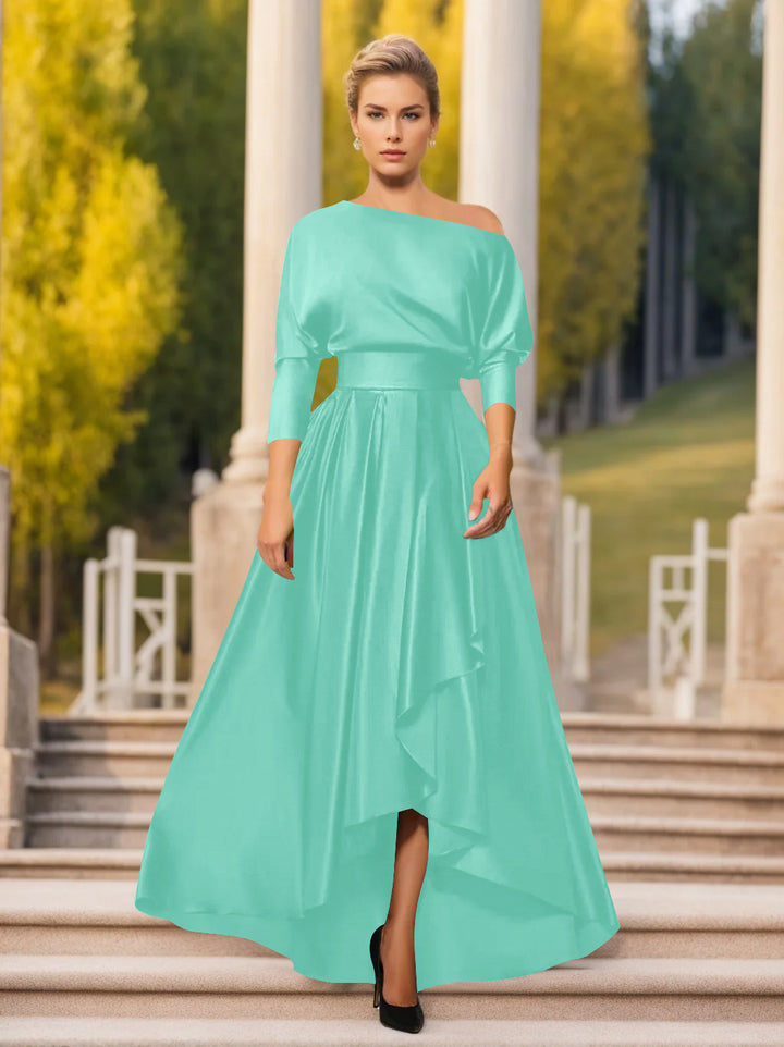 Robes de Mère de la Mariée et Du Marié Asymétriques à Une Épaule et à Manches 3/4 de Forme A-Line/Princess