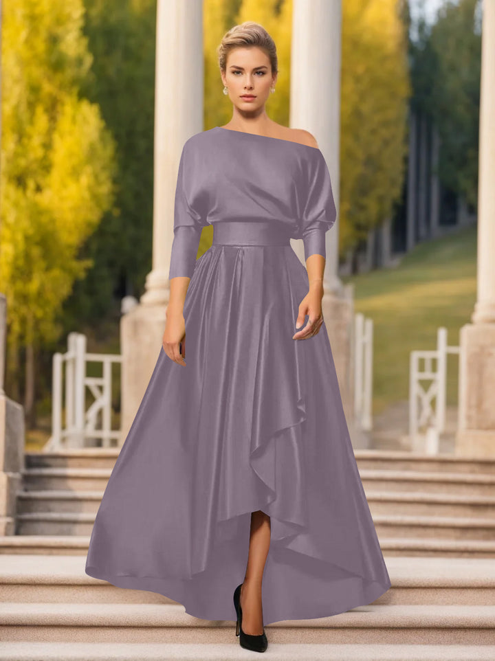 Robes de Mère de la Mariée et Du Marié Asymétriques à Une Épaule et à Manches 3/4 de Forme A-Line/Princess