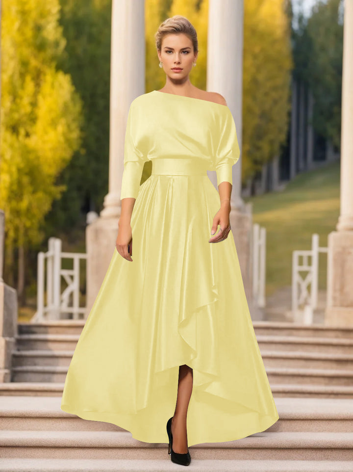 Robes de Mère de la Mariée et Du Marié Asymétriques à Une Épaule et à Manches 3/4 de Forme A-Line/Princess