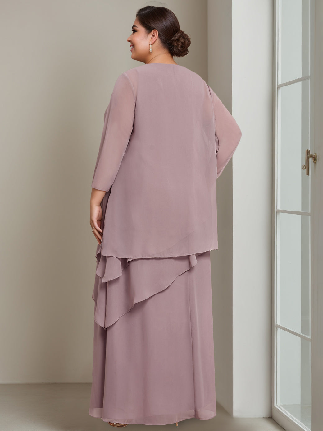 Robe Longue de Mère de la Mariée Grande Taille, Coupe A-Line/Princess, Sans Manches, Longueur Au Sol, avec Perles
