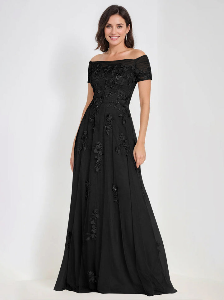 Robes de Mère de la Mariée et Du Marié Sans Manches à Épaules Dénudées et Coupe A-Line avec Appliques