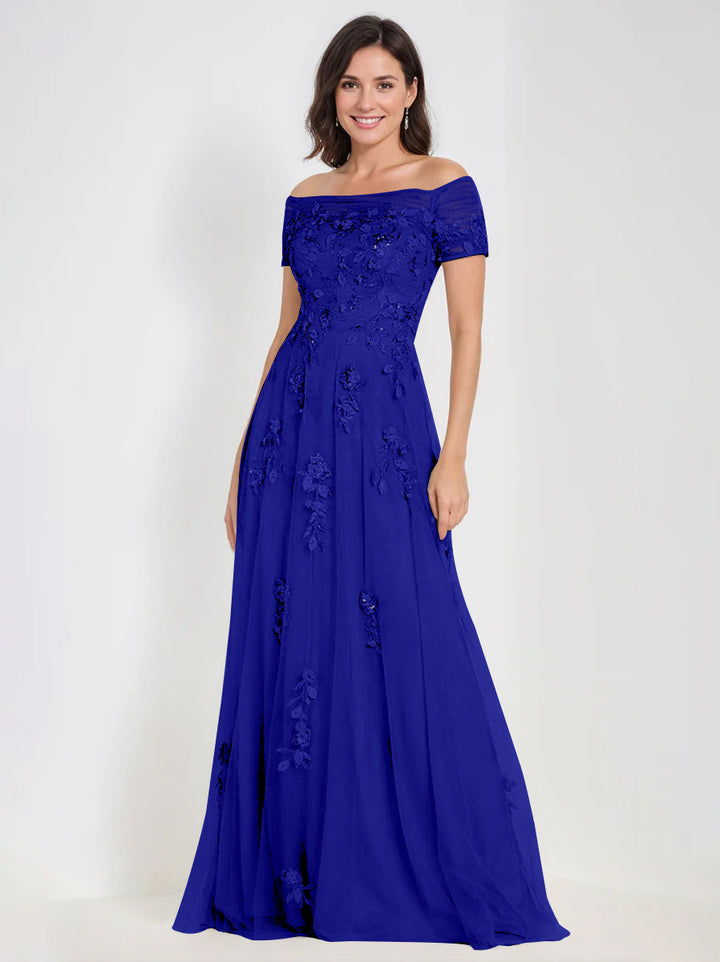 Robes de Mère de la Mariée et Du Marié Sans Manches à Épaules Dénudées et Coupe A-Line avec Appliques