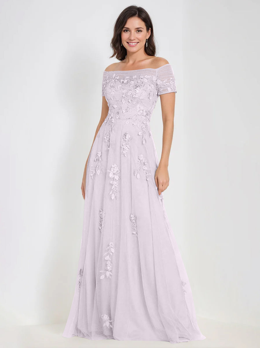 Robes de Mère de la Mariée et Du Marié Sans Manches à Épaules Dénudées et Coupe A-Line avec Appliques