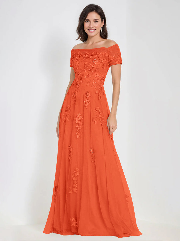 Robes de Mère de la Mariée et Du Marié Sans Manches à Épaules Dénudées et Coupe A-Line avec Appliques