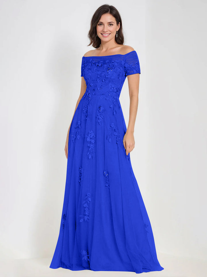Robes de Mère de la Mariée et Du Marié Sans Manches à Épaules Dénudées et Coupe A-Line avec Appliques