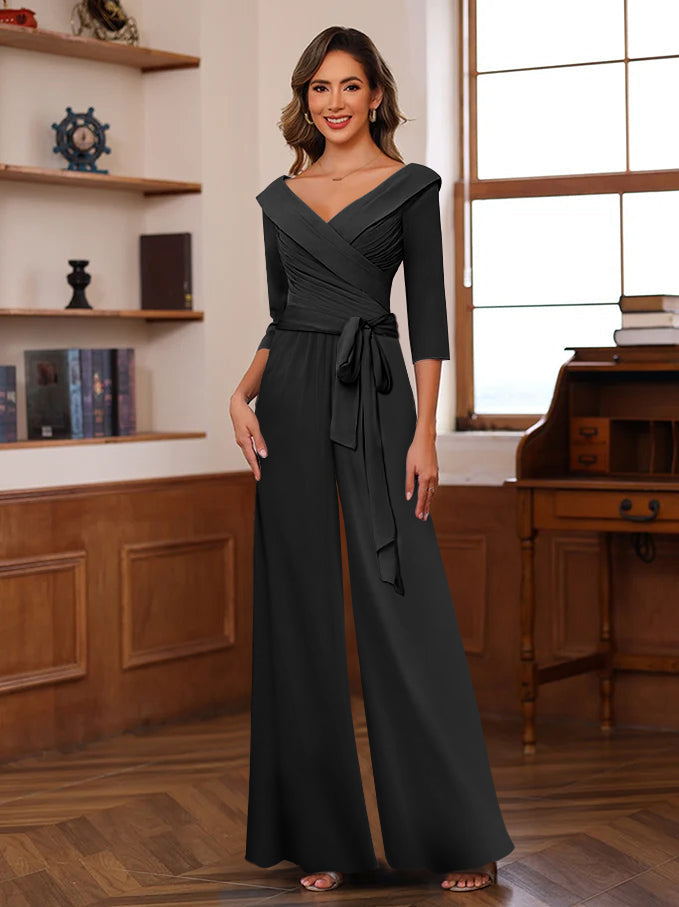 Ruché Mousseline Col en V 3/4 Manches Mère of the Jumpsuit