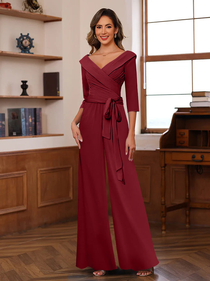 Ruché Mousseline Col en V 3/4 Manches Mère of the Jumpsuit