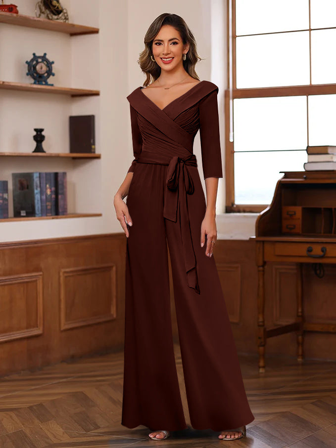 Ruché Mousseline Col en V 3/4 Manches Mère of the Jumpsuit