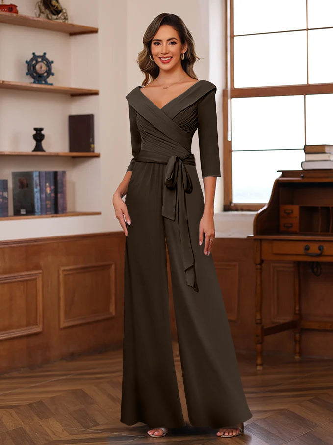 Ruché Mousseline Col en V 3/4 Manches Mère of the Jumpsuit