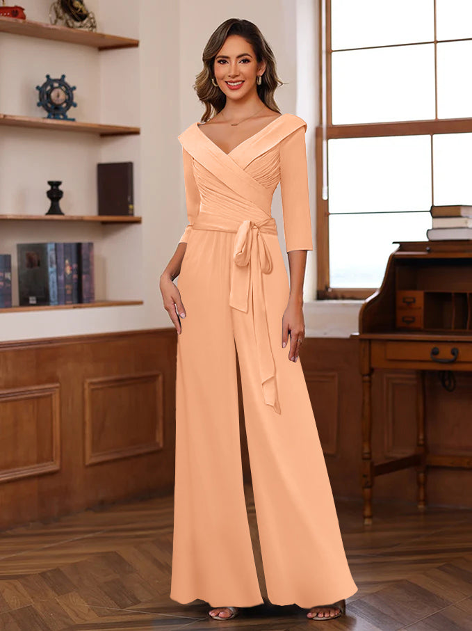 Ruché Mousseline Col en V 3/4 Manches Mère of the Jumpsuit