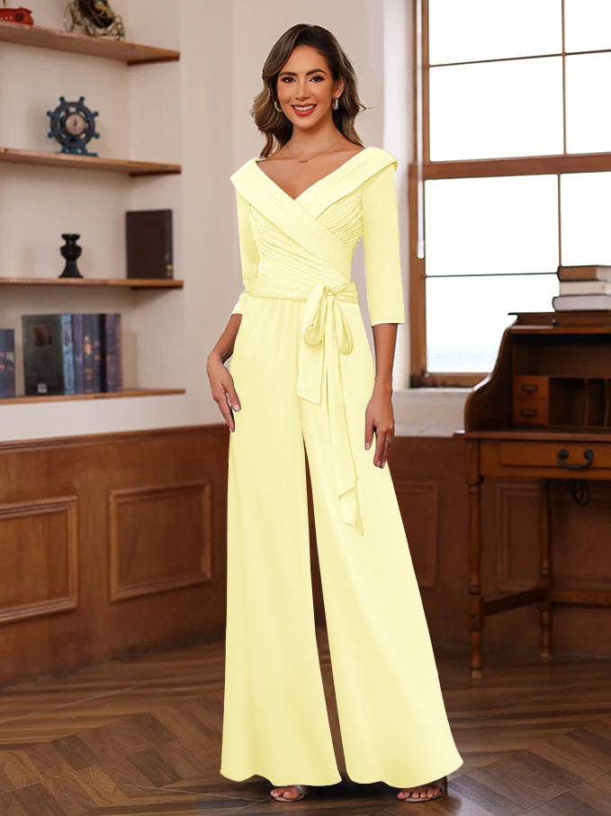 Ruché Mousseline Col en V 3/4 Manches Mère of the Jumpsuit