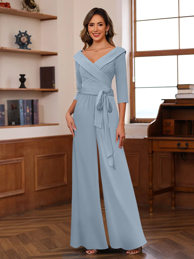 Ruché Mousseline Col en V 3/4 Manches Mère of the Jumpsuit