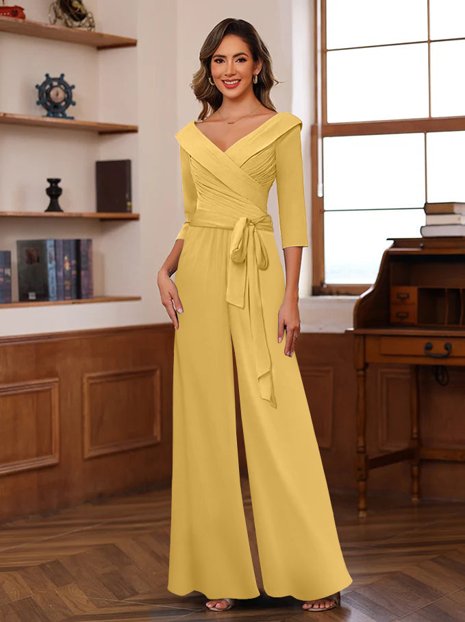 Ruché Mousseline Col en V 3/4 Manches Mère of the Jumpsuit
