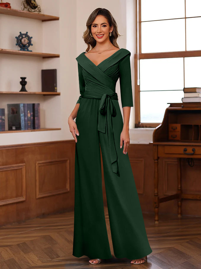 Ruché Mousseline Col en V 3/4 Manches Mère of the Jumpsuit