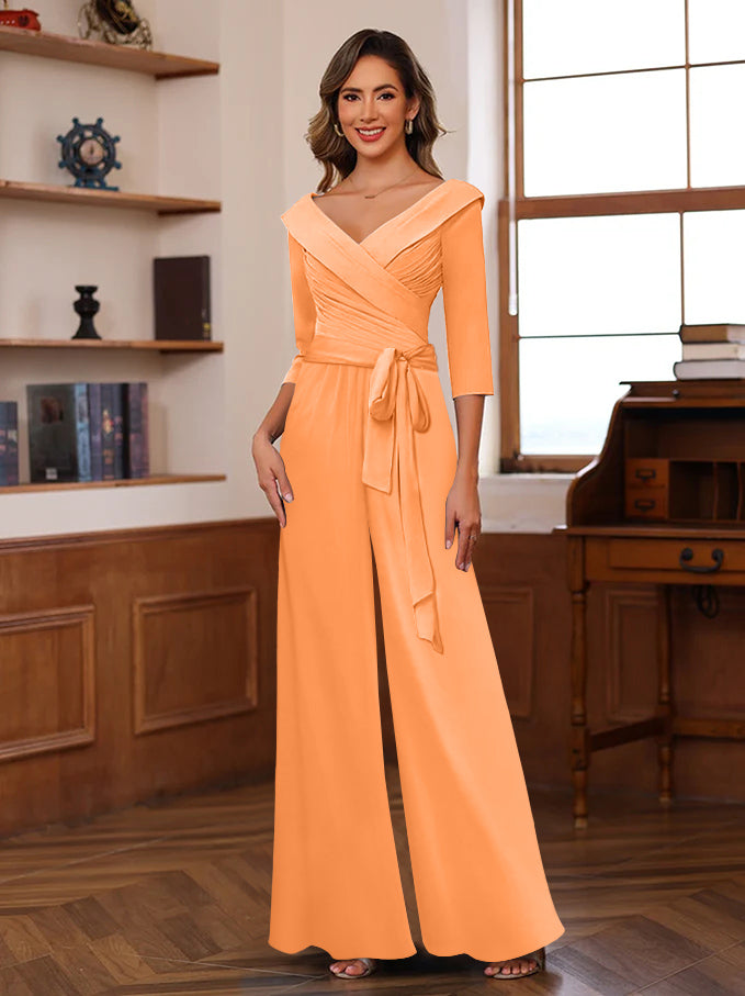 Ruché Mousseline Col en V 3/4 Manches Mère of the Jumpsuit