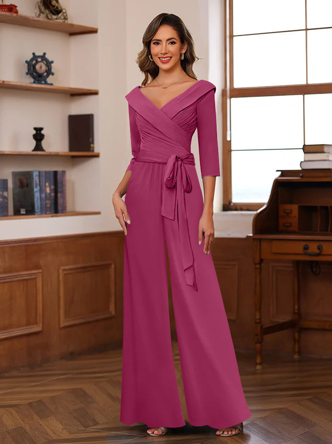 Ruché Mousseline Col en V 3/4 Manches Mère of the Jumpsuit