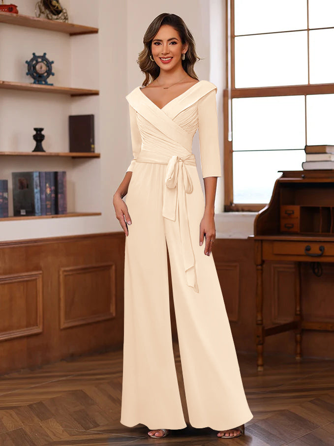 Ruché Mousseline Col en V 3/4 Manches Mère of the Jumpsuit
