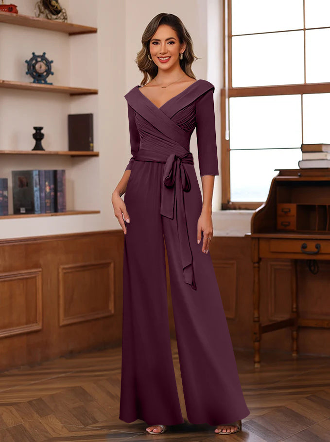 Ruché Mousseline Col en V 3/4 Manches Mère of the Jumpsuit