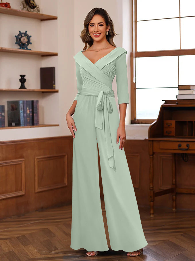 Ruché Mousseline Col en V 3/4 Manches Mère of the Jumpsuit