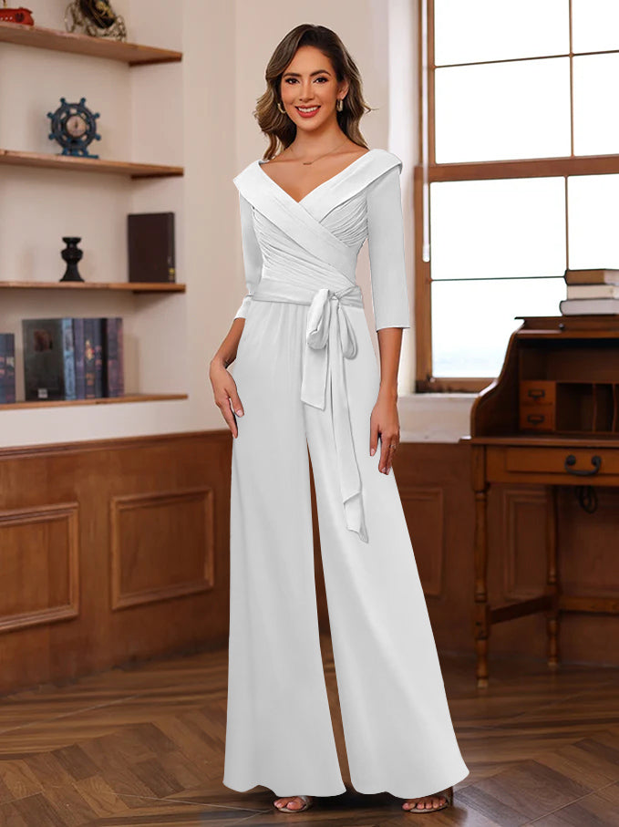 Ruché Mousseline Col en V 3/4 Manches Mère of the Jumpsuit