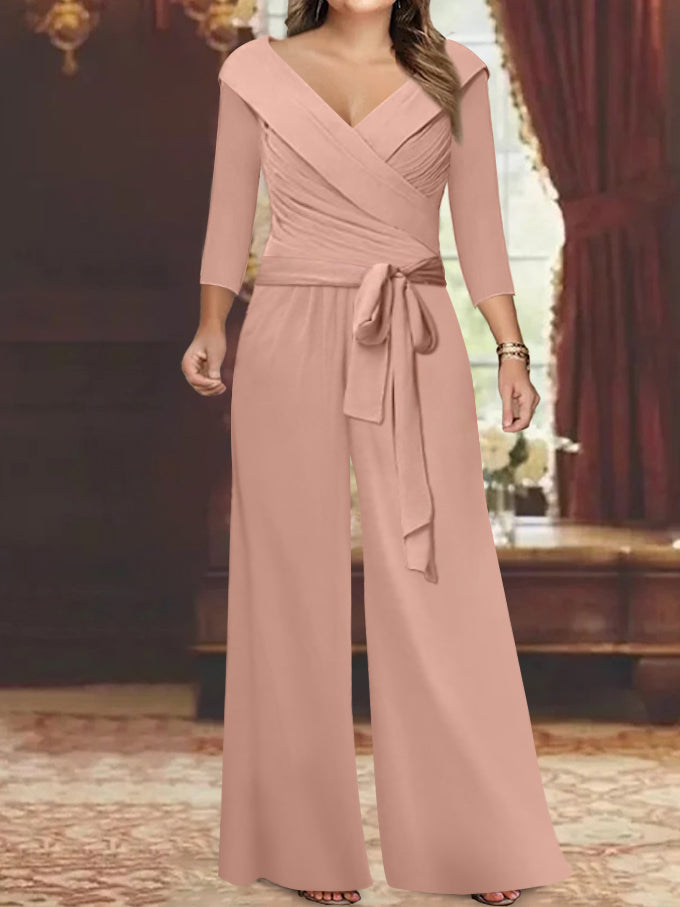 Ruché Mousseline Col en V 3/4 Manches Mère of the Jumpsuit