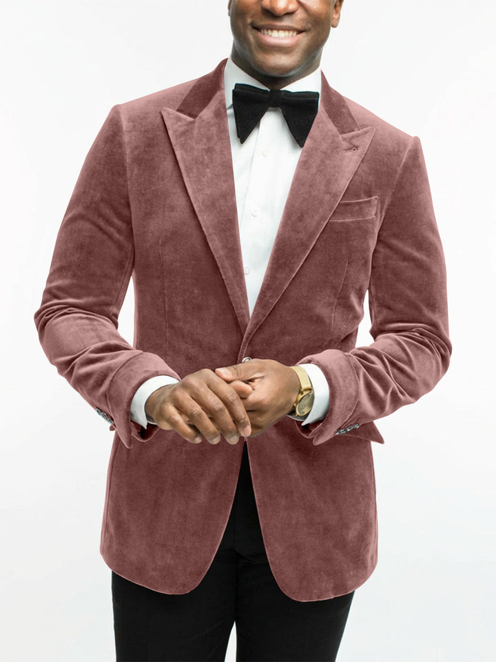 Veste Habillée en Velours à Un Bouton et à Coupe Ajustée pour Homme, Verte