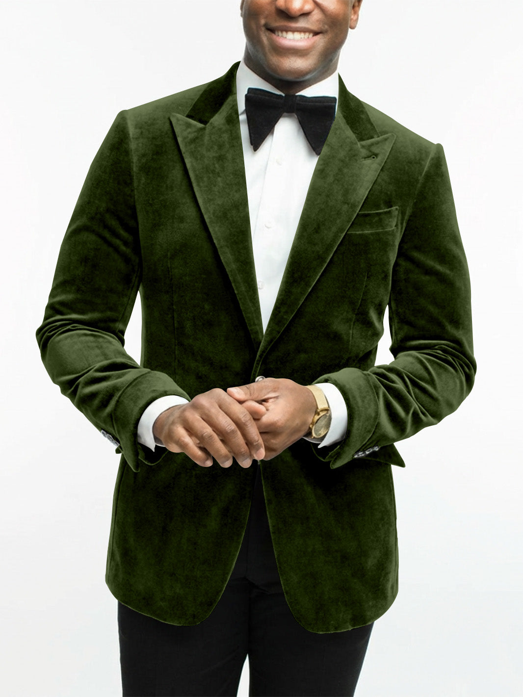 Veste Habillée en Velours à Un Bouton et à Coupe Ajustée pour Homme, Verte
