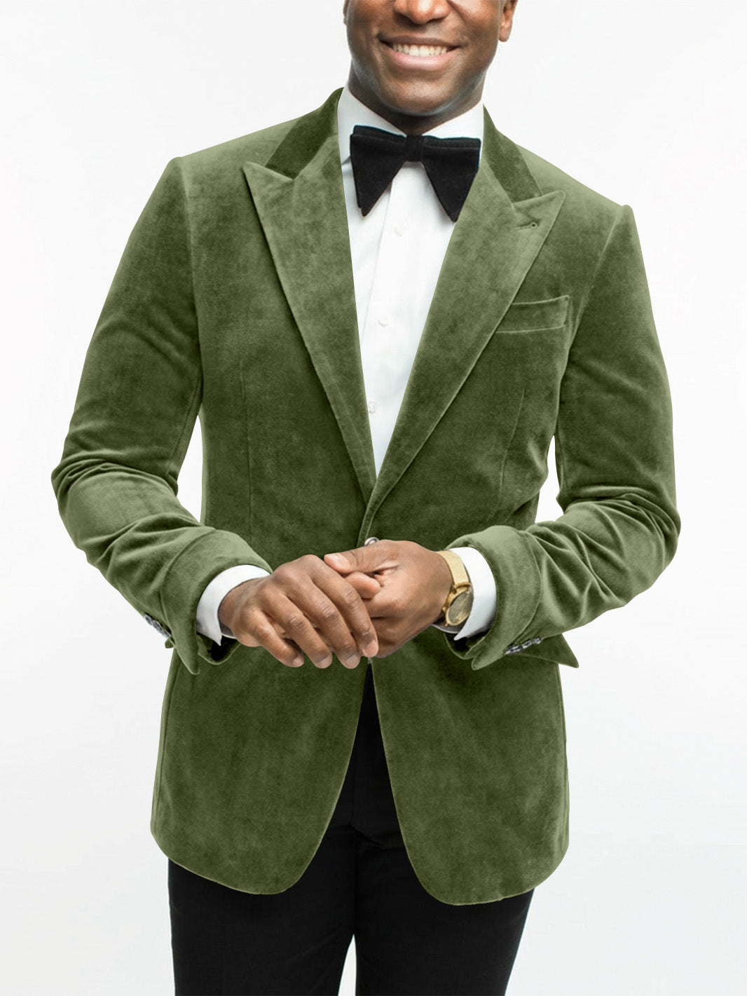 Veste Habillée en Velours à Un Bouton et à Coupe Ajustée pour Homme, Verte