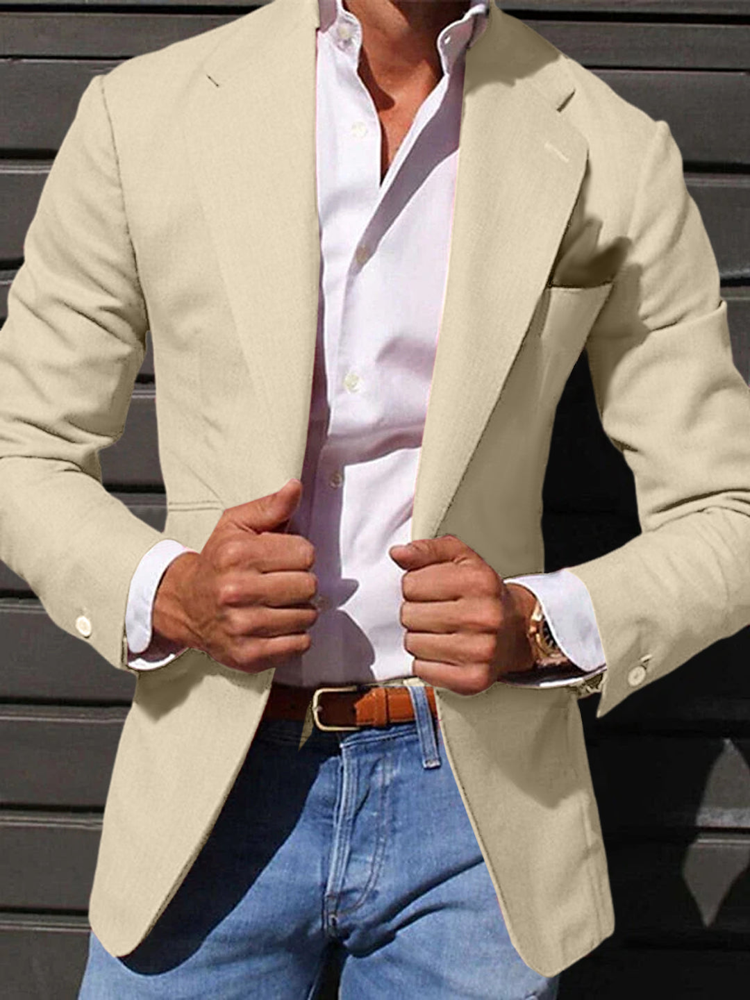 Veste blazer décontractée à un bouton et coupe ajustée pour hommes