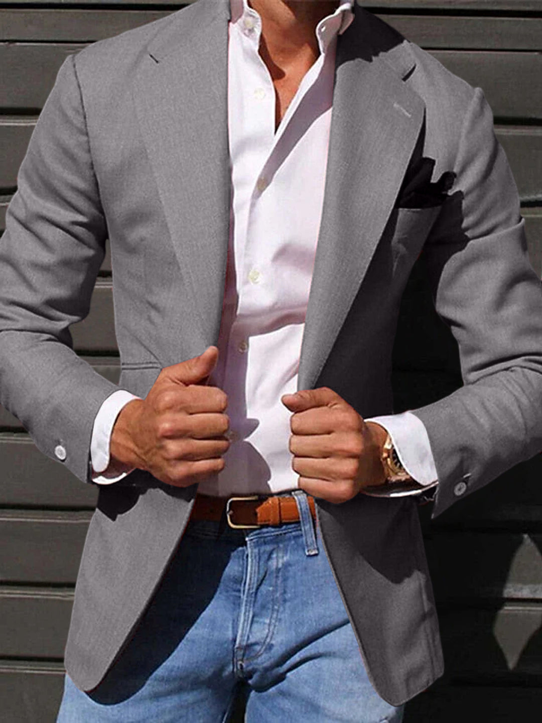 Veste blazer décontractée à un bouton et coupe ajustée pour hommes