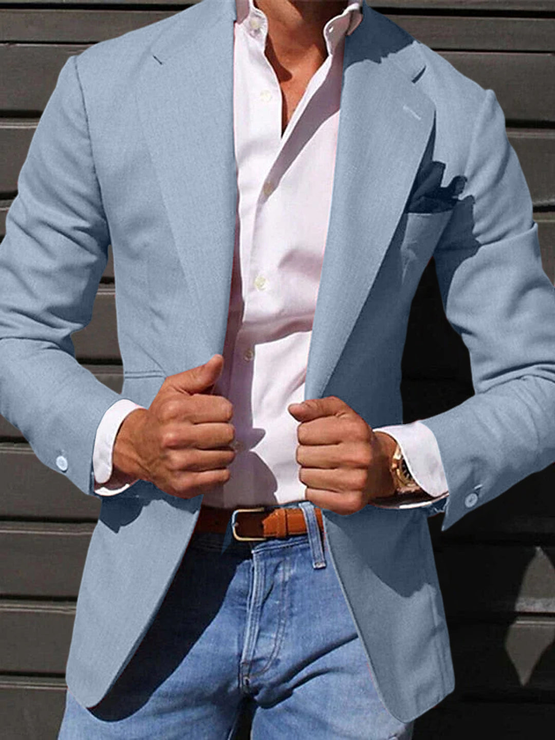 Veste blazer décontractée à un bouton et coupe ajustée pour hommes