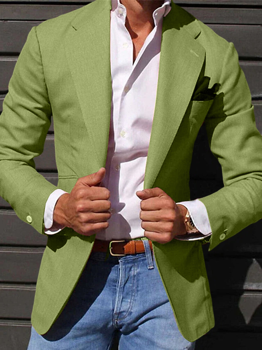 Veste blazer décontractée à un bouton et coupe ajustée pour hommes